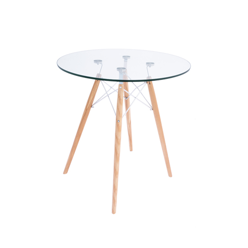 Mesa Luna Cristal 70 Base Madera